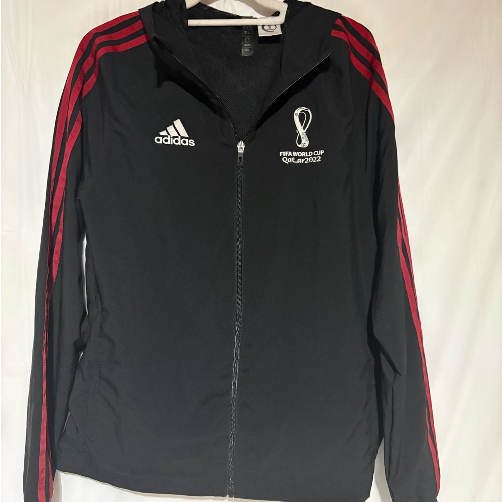 adidas Black Jacket with Red Stripes FIFA World Cup Qatar 2022